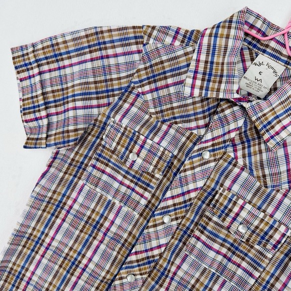 Kid Kountry Other - Vintage Kid Kountry Pearl Snap Shirt Kids Size 5 Western Plaid Rodeo USA Made